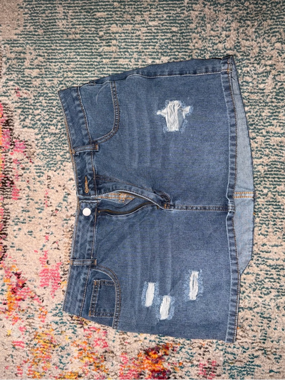 SHEIN Blue Distressed Denim Mini Skirt